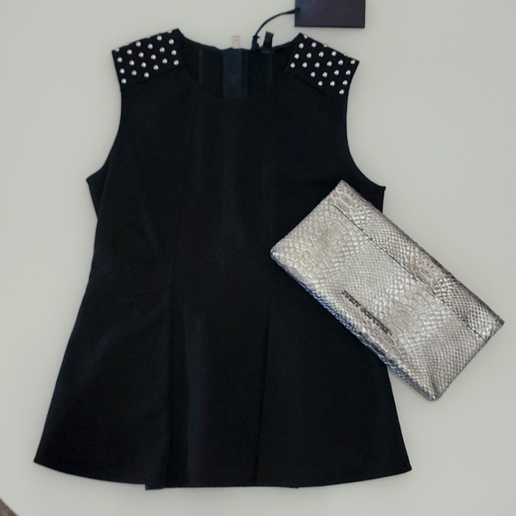 Belstaff Tops - NWT Belstaff peplum top sleeveless w/studded shoulders
